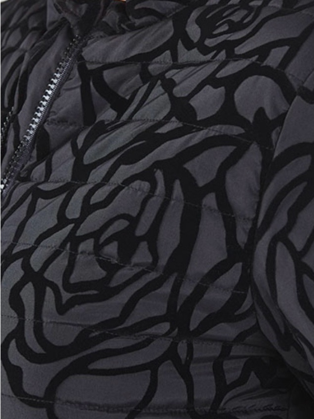 Fabletics Black Gray Floral Quilted Zip Front Jacket - Picture 6 of 8